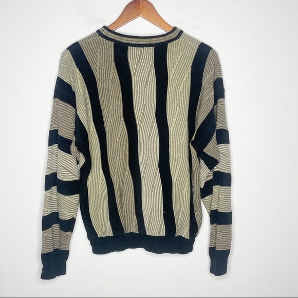 Pronto Uomo Sweater Tan Black Medium Men Cotton Acrylic Pullover - Picture 2 of 7